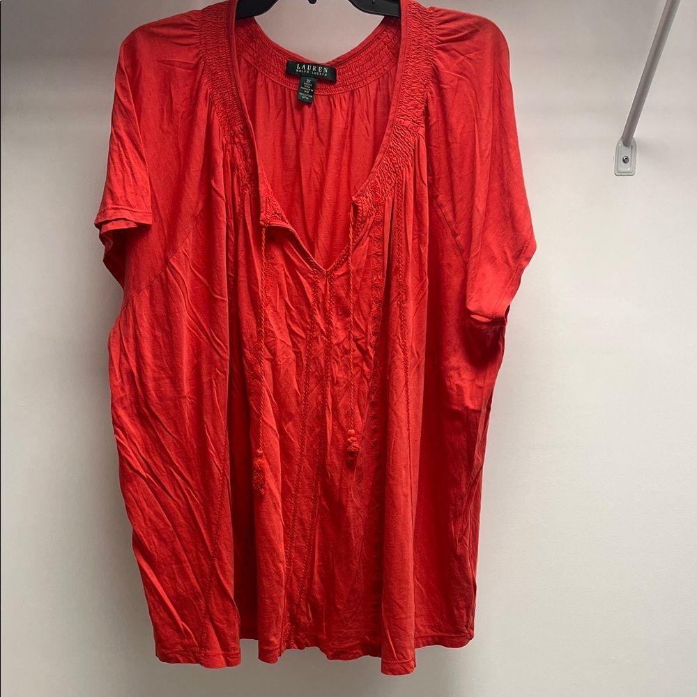 Ralph Lauren Vibrant Red Peasant Blouse